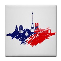 Eiffel Tower Monument Statue Of Liberty France England Red Blue Tile Coasters by Mariart