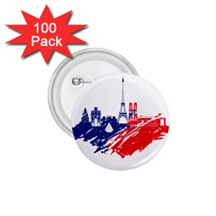 Eiffel Tower Monument Statue Of Liberty France England Red Blue 1 75  Buttons (100 Pack) 