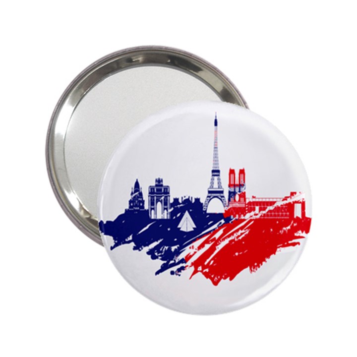 Eiffel Tower Monument Statue Of Liberty France England Red Blue 2.25  Handbag Mirrors