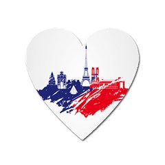 Eiffel Tower Monument Statue Of Liberty France England Red Blue Heart Magnet by Mariart