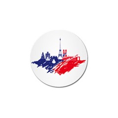 Eiffel Tower Monument Statue Of Liberty France England Red Blue Golf Ball Marker by Mariart