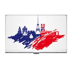 Eiffel Tower Monument Statue Of Liberty France England Red Blue Business Card Holders by Mariart