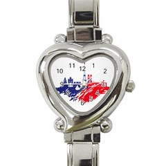 Eiffel Tower Monument Statue Of Liberty France England Red Blue Heart Italian Charm Watch by Mariart