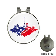 Eiffel Tower Monument Statue Of Liberty France England Red Blue Hat Clips With Golf Markers by Mariart