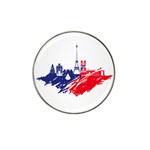 Eiffel Tower Monument Statue Of Liberty France England Red Blue Hat Clip Ball Marker (4 pack) Front