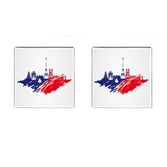 Eiffel Tower Monument Statue Of Liberty France England Red Blue Cufflinks (square) by Mariart