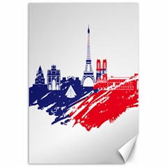 Eiffel Tower Monument Statue Of Liberty France England Red Blue Canvas 12  X 18   by Mariart