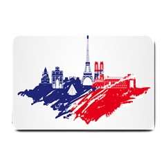 Eiffel Tower Monument Statue Of Liberty France England Red Blue Small Doormat  by Mariart