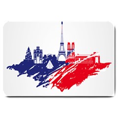 Eiffel Tower Monument Statue Of Liberty France England Red Blue Large Doormat 