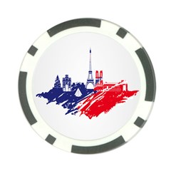 Eiffel Tower Monument Statue Of Liberty France England Red Blue Poker Chip Card Guard by Mariart