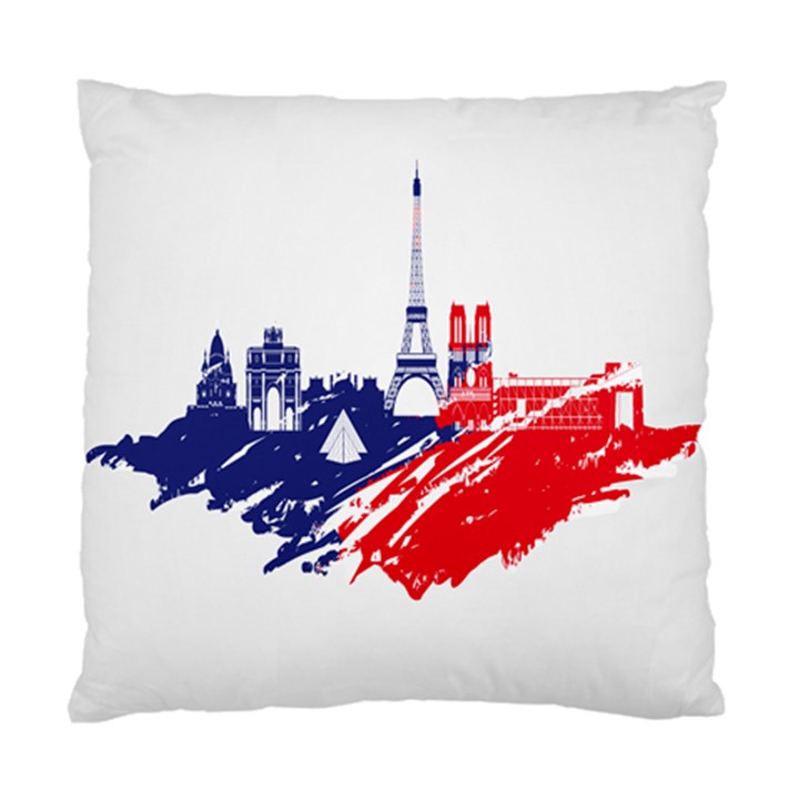 Eiffel Tower Monument Statue Of Liberty France England Red Blue Standard Cushion Case (Two Sides)