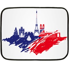 Eiffel Tower Monument Statue Of Liberty France England Red Blue Fleece Blanket (mini) by Mariart