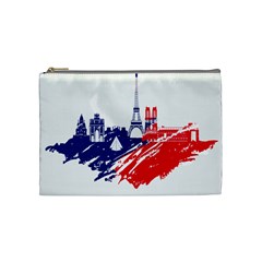 Eiffel Tower Monument Statue Of Liberty France England Red Blue Cosmetic Bag (medium)  by Mariart