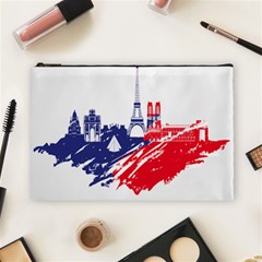 Eiffel Tower Monument Statue Of Liberty France England Red Blue Cosmetic Bag (large)  by Mariart