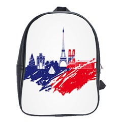 Eiffel Tower Monument Statue Of Liberty France England Red Blue School Bags(large)  by Mariart