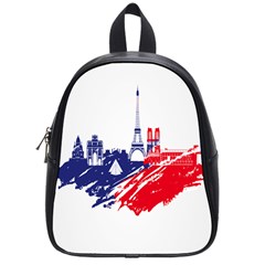 Eiffel Tower Monument Statue Of Liberty France England Red Blue School Bags (small)  by Mariart