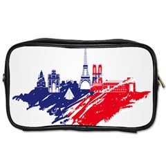 Eiffel Tower Monument Statue Of Liberty France England Red Blue Toiletries Bags 2-side by Mariart