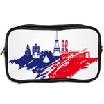 Eiffel Tower Monument Statue Of Liberty France England Red Blue Toiletries Bags 2-Side Back