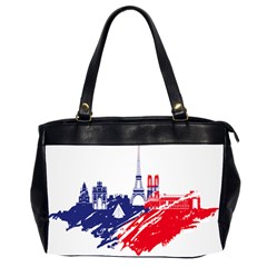 Eiffel Tower Monument Statue Of Liberty France England Red Blue Office Handbags (2 Sides)  by Mariart