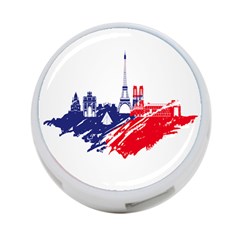 Eiffel Tower Monument Statue Of Liberty France England Red Blue 4-port Usb Hub (two Sides)  by Mariart