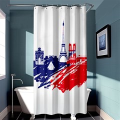 Eiffel Tower Monument Statue Of Liberty France England Red Blue Shower Curtain 36  X 72  (stall)  by Mariart