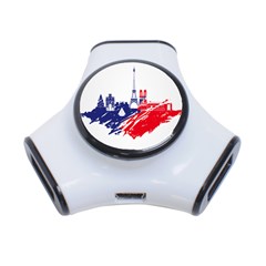 Eiffel Tower Monument Statue Of Liberty France England Red Blue 3-port Usb Hub by Mariart