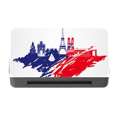 Eiffel Tower Monument Statue Of Liberty France England Red Blue Memory Card Reader With Cf by Mariart