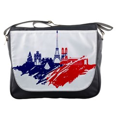 Eiffel Tower Monument Statue Of Liberty France England Red Blue Messenger Bags by Mariart