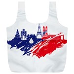 Eiffel Tower Monument Statue Of Liberty France England Red Blue Full Print Recycle Bags (L)  Front