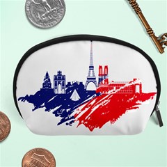 Eiffel Tower Monument Statue Of Liberty France England Red Blue Accessory Pouches (large)  by Mariart