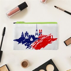 Eiffel Tower Monument Statue Of Liberty France England Red Blue Cosmetic Bag (xs) by Mariart