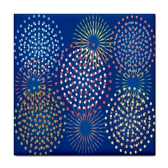 Fireworks Party Blue Fire Happy Tile Coasters