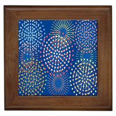 Fireworks Party Blue Fire Happy Framed Tiles