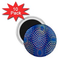 Fireworks Party Blue Fire Happy 1 75  Magnets (10 Pack) 