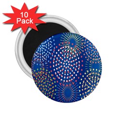 Fireworks Party Blue Fire Happy 2 25  Magnets (10 Pack)  by Mariart