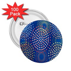 Fireworks Party Blue Fire Happy 2 25  Buttons (100 Pack) 