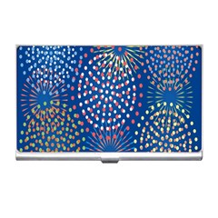 Fireworks Party Blue Fire Happy Business Card Holders by Mariart