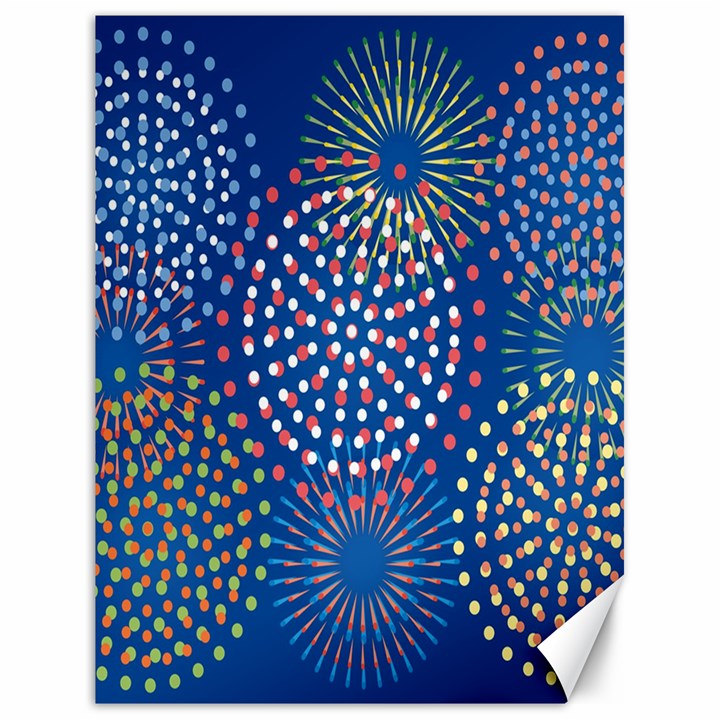 Fireworks Party Blue Fire Happy Canvas 18  x 24  