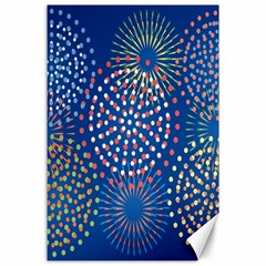 Fireworks Party Blue Fire Happy Canvas 24  X 36  by Mariart