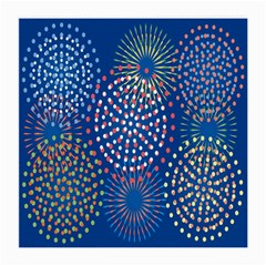 Fireworks Party Blue Fire Happy Medium Glasses Cloth (2-side) by Mariart