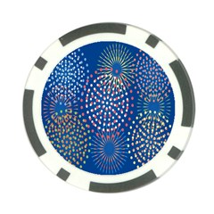 Fireworks Party Blue Fire Happy Poker Chip Card Guard by Mariart