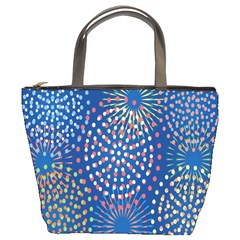 Fireworks Party Blue Fire Happy Bucket Bags by Mariart