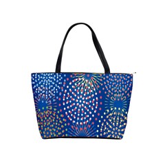 Fireworks Party Blue Fire Happy Shoulder Handbags by Mariart