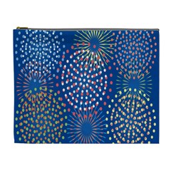 Fireworks Party Blue Fire Happy Cosmetic Bag (xl) by Mariart