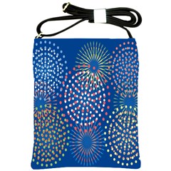 Fireworks Party Blue Fire Happy Shoulder Sling Bags by Mariart