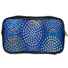 Fireworks Party Blue Fire Happy Toiletries Bags by Mariart