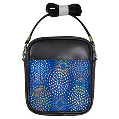 Fireworks Party Blue Fire Happy Girls Sling Bags by Mariart