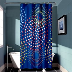 Fireworks Party Blue Fire Happy Shower Curtain 36  X 72  (stall)  by Mariart