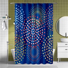 Fireworks Party Blue Fire Happy Shower Curtain 48  X 72  (small)  by Mariart