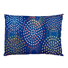 Fireworks Party Blue Fire Happy Pillow Case (two Sides) by Mariart